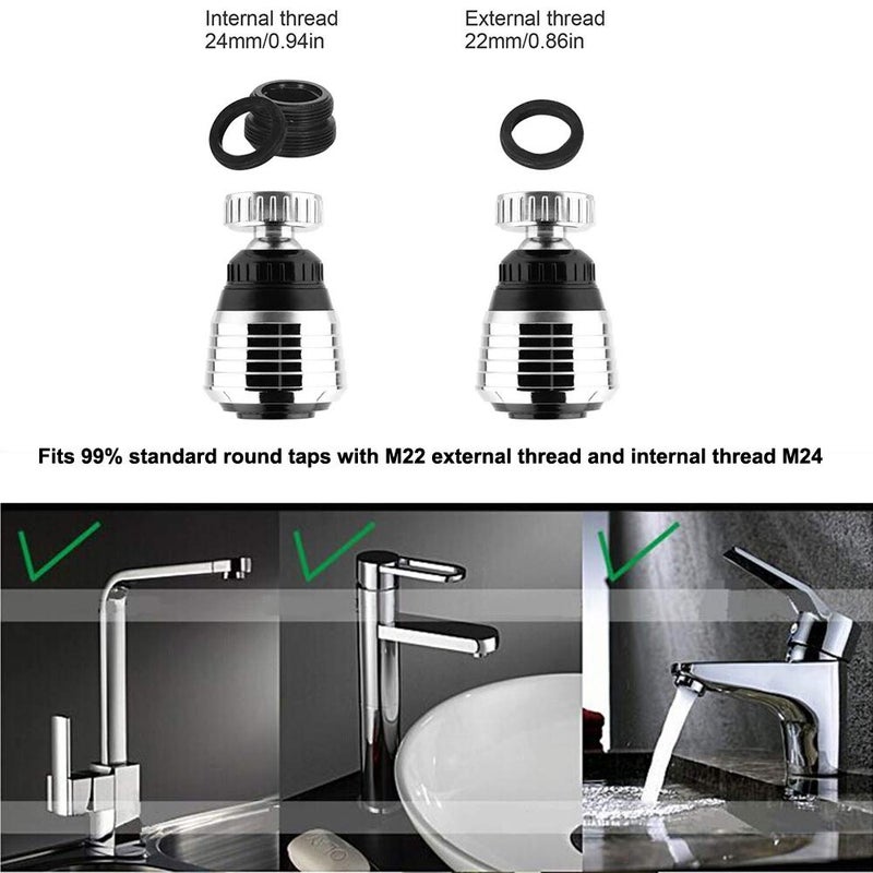 ONESWI 2PCS 360-Degree Swivel Kitchen Sink Faucet Aerator with 2 Function Swivel Sprayer,Water Saving Bubbler Connector Swivel Tap Aerator Diffuser for Kitchen Bathroom â€¦ - Image 2
